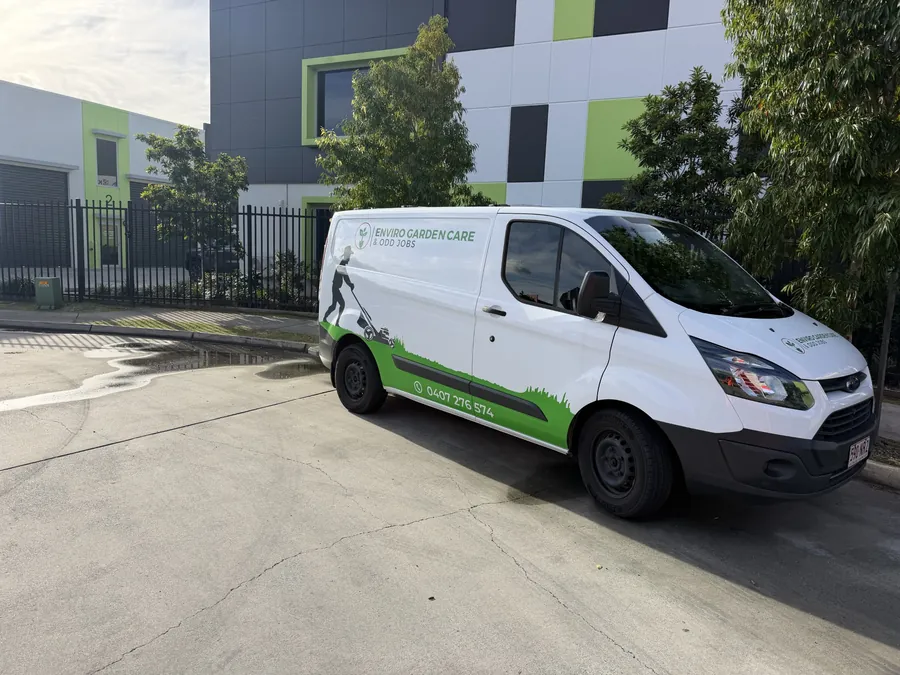 Enviro Garden Care van at an industrial estate — commercial property maintenance Gold Coast